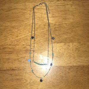 Cute silver turquoise color bead necklace